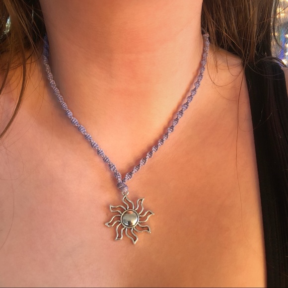 Sun Charm Macrame Necklace - Picture 3 of 6